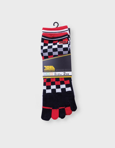 0108-909 2足組5本指ソックスショート丈 (市松)