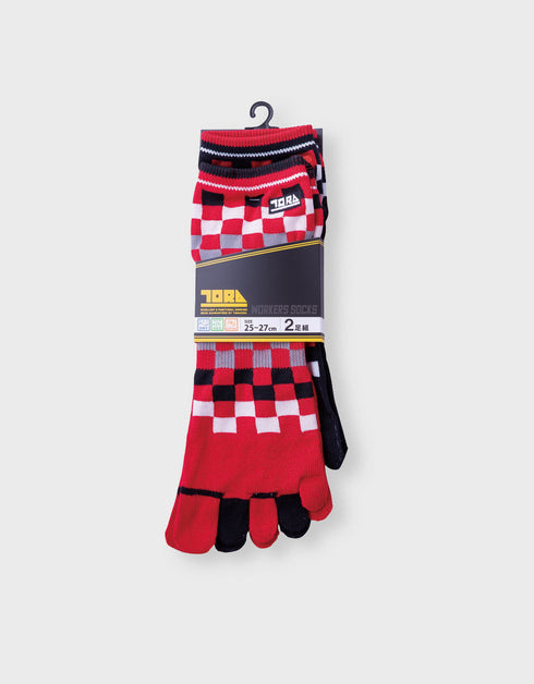 0108-909 2足組5本指ソックスショート丈 (市松)