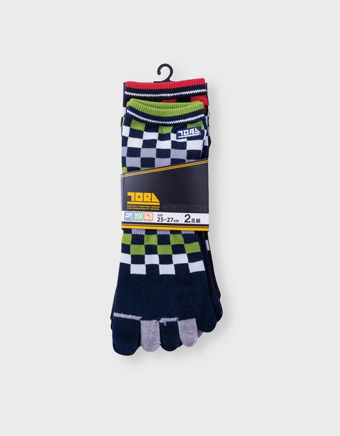 0108-909 2足組5本指ソックスショート丈 (市松)