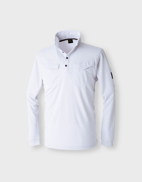 1015-614 ミニ襟長袖ポロシャツ