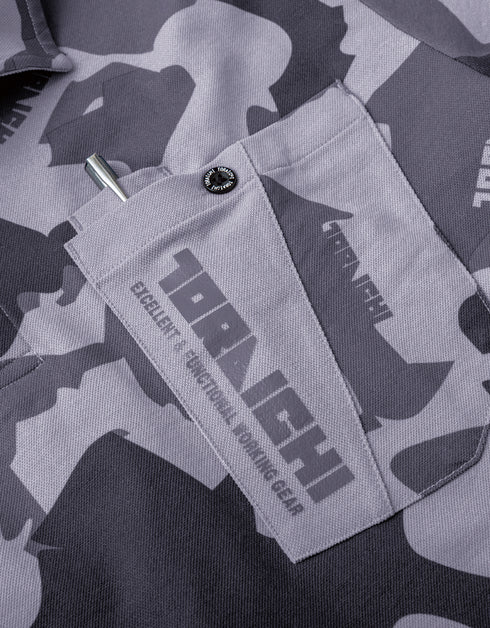 5992-614 迷彩柄長袖ポロシャツ