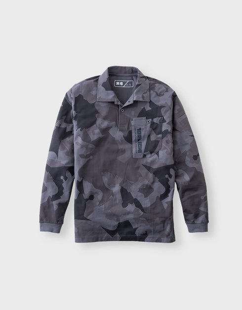 5992-614 迷彩柄長袖ポロシャツ