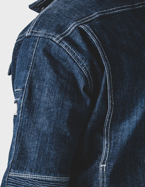 8930-554 デニム蛇腹ライダースジャケット