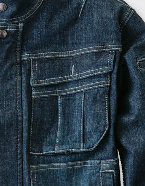 8930-554 デニム蛇腹ライダースジャケット