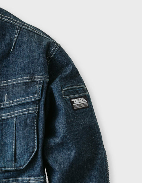 8930-554 デニム蛇腹ライダースジャケット