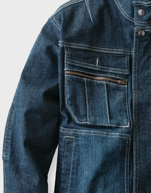 8930-554 デニム蛇腹ライダースジャケット